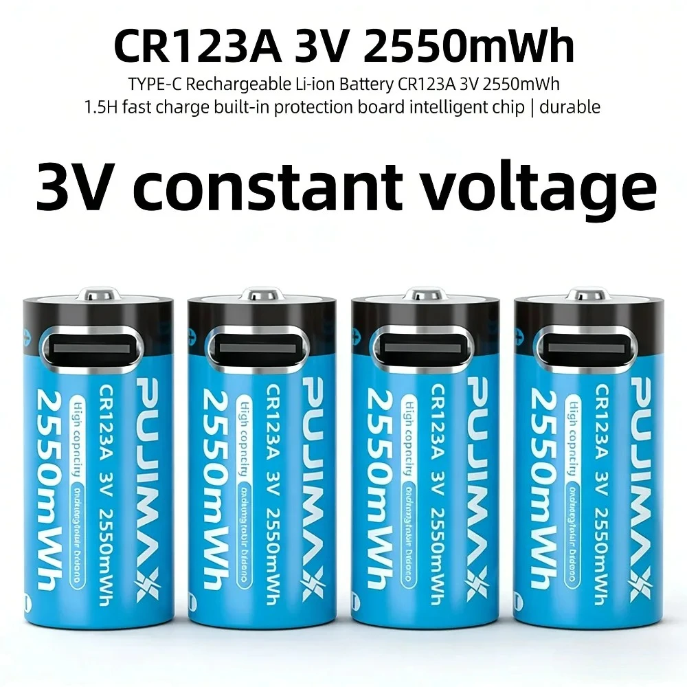 Akumulator litowy 3V CR123A 2550mWh z możliwością ładowania przez Type-C, o wysokiej pojemności, przenośny, z stabilnym wyjściem. — zdjęcie produktu 2