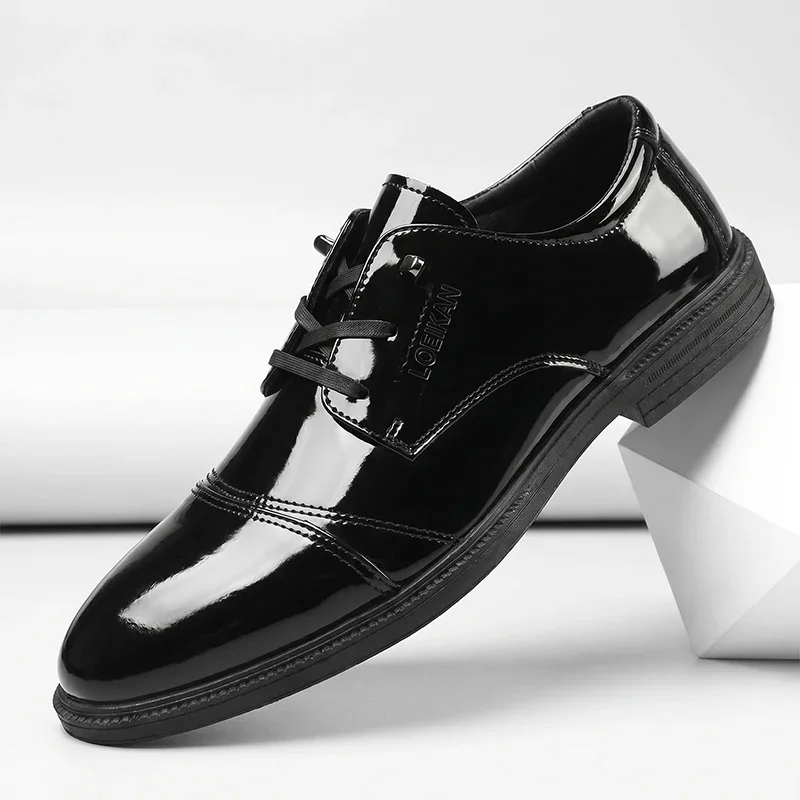 Men Glossy Monk Strap Dress Shoes Single Buckle Black Formal Business Party Male Footwear
