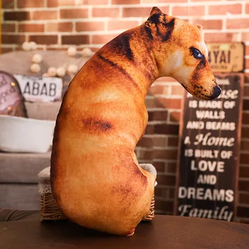3D Cute Bend Dog Pillow 20CM Throw Pillow Lifelike Animal Funny Dog Head Cosplay Children Favorite Toy Cushion Christmas Gift 2