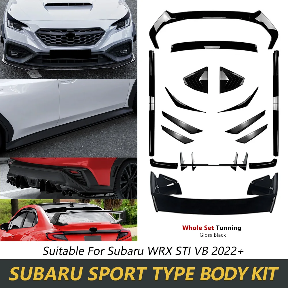

Full Body Ktis For Subaru WRX STI VB 2022+ Glossy Black Sport Front Bumper Side Skirt Rear Diffuser Spoiler Body Tuning