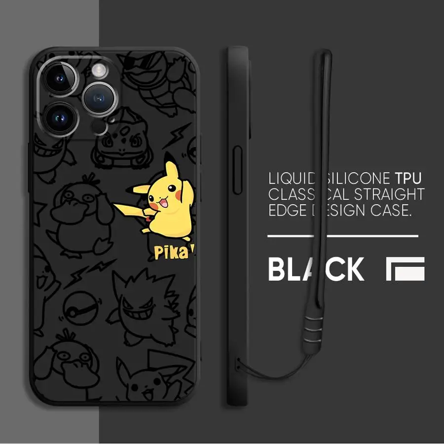 حافظة لهاتف آيفون 11 16e 13 16 16Pro Max 14 Pro 12 15Plus 15 غطاء ناعم بوكيمون بيكاتشو