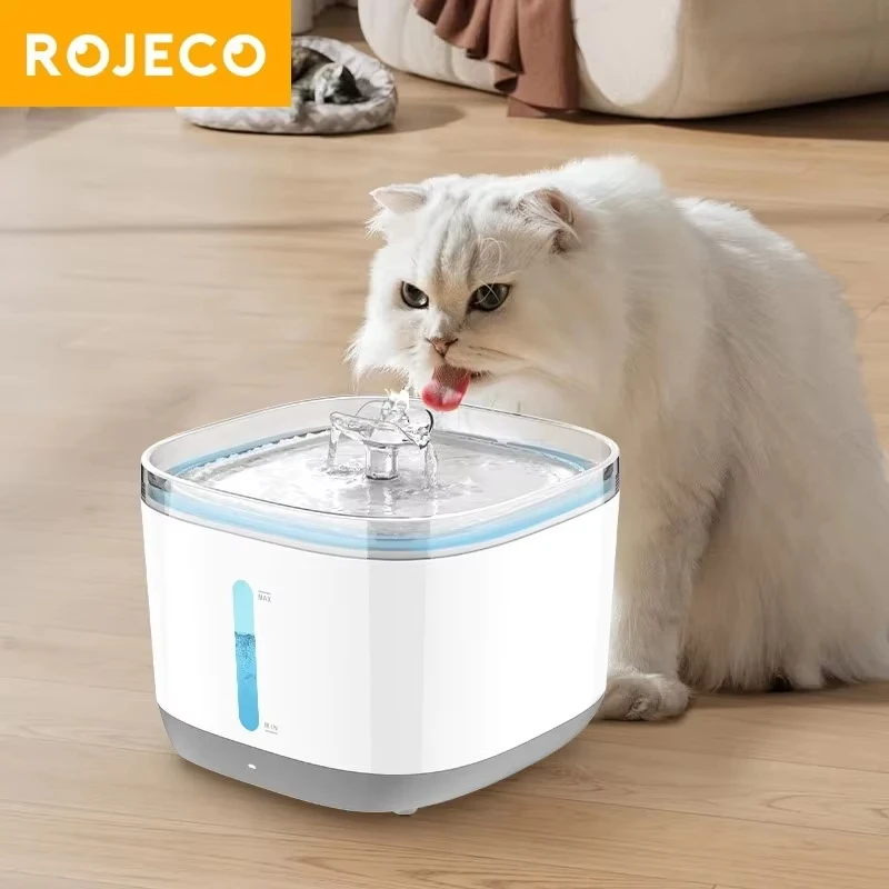 ROJECO Automatic Cat Water Fountain 5000mAh Wireless Cat Drinking Fountain with Dual Radar Sensor for Pet Dog Water Dispenser