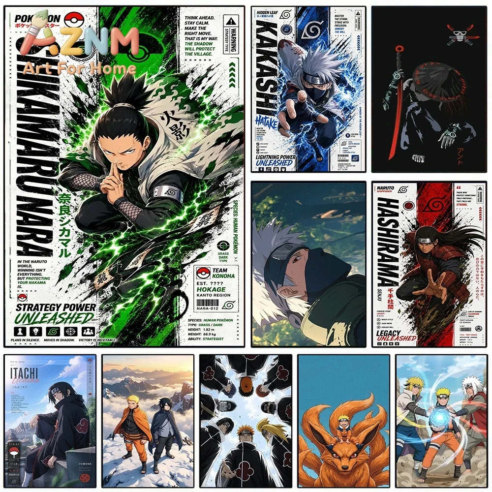 Anime Naruto Canvas Wall Art Shikamaru Nara Green Lightning Poster Unframed Canvas Painting Bedroom Living Room Home Wall Deco
