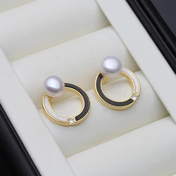 Gold Plated Freshwater Pearls Earrings For Women,925 Silver Pin Real Pearl Stud Earrings Korean Earrings
