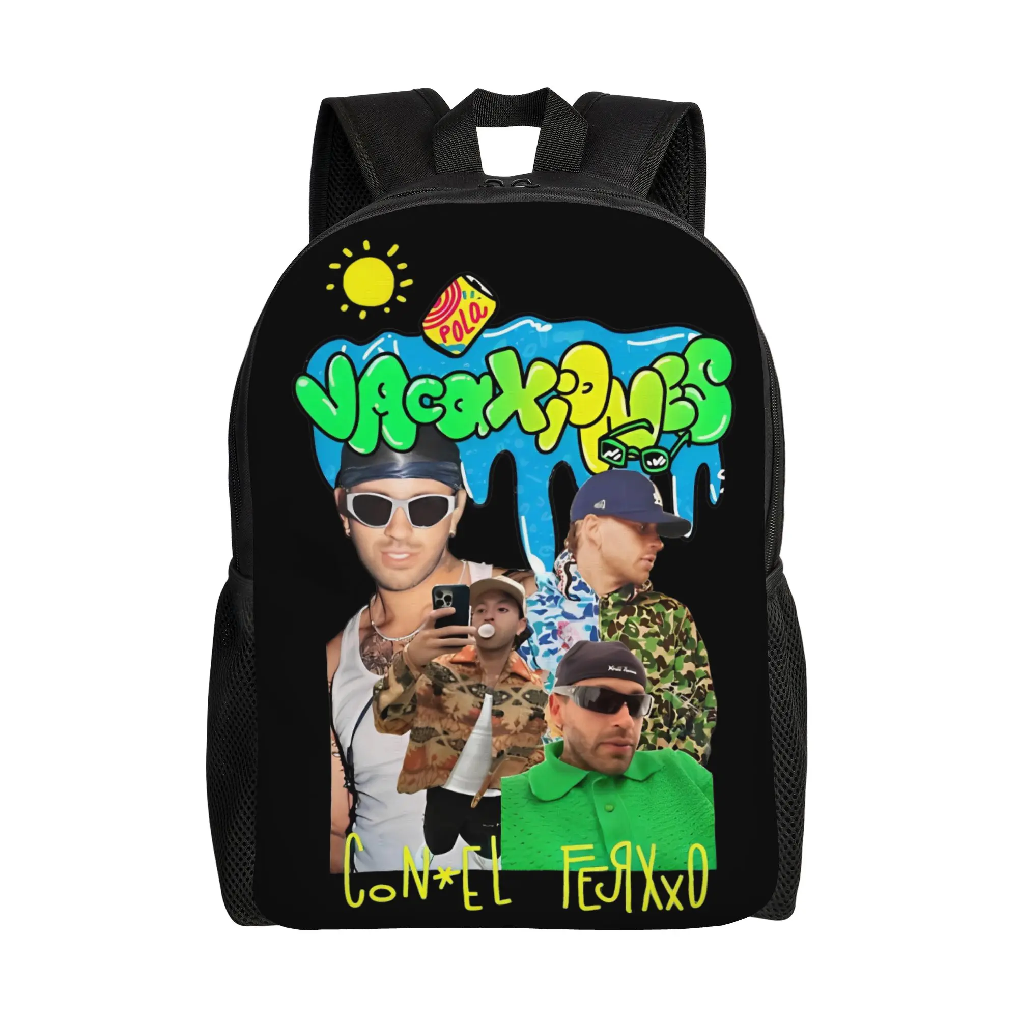 Mochila VACAXIONES RETRO para Homens e Mulheres, Casual, para Estudantes, Caminhadas, Viagens, Mochila de Dia, Feid Ferxxo, Bolsas de Lona para Laptop e Computador, para Atividades ao Ar Livre