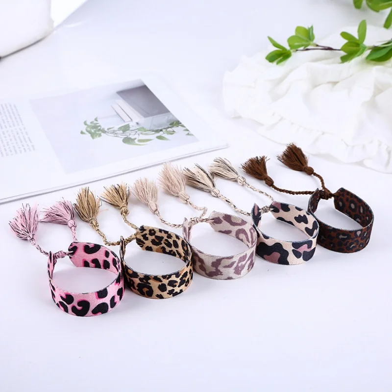 Bohemia Style Leopard Pattern Series Bracelet For Women Hand Woven Adjustable Tassel Hand Wrist Fashion Jewelry Friendship Gift