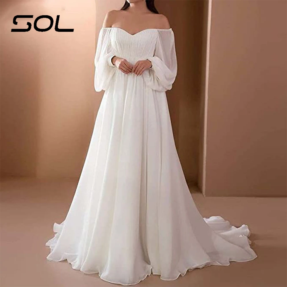 Sol elegante abito da sposa con scollo A cuore con spalle scoperte per le donne 2024 Sexy Backless A Line semplice abito da sposa Robe De Mariee