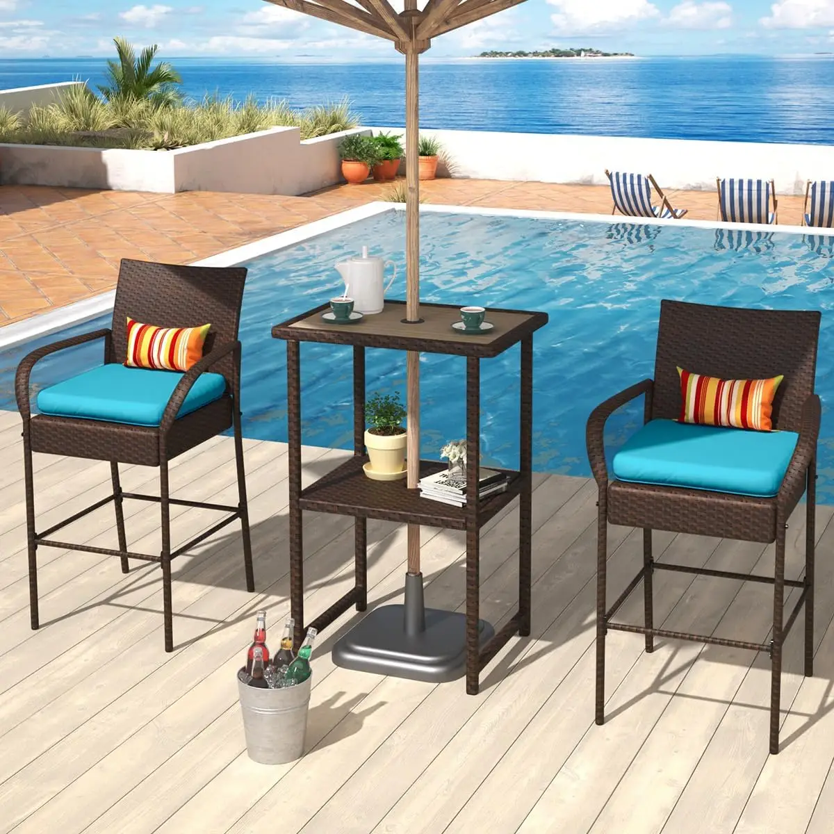 

Cheap Price Modern Design PE Rattan bar Chair Also Suitable for Terrace Garden Resort Hotel