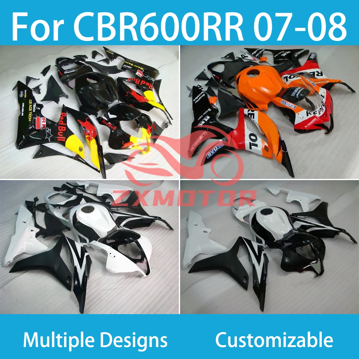 

New Style Fairings for Honda CBR 600RR 2007 2008 Motorcycle Plastic Parts Free Custom Fairing Kit CBR600RR 07 08