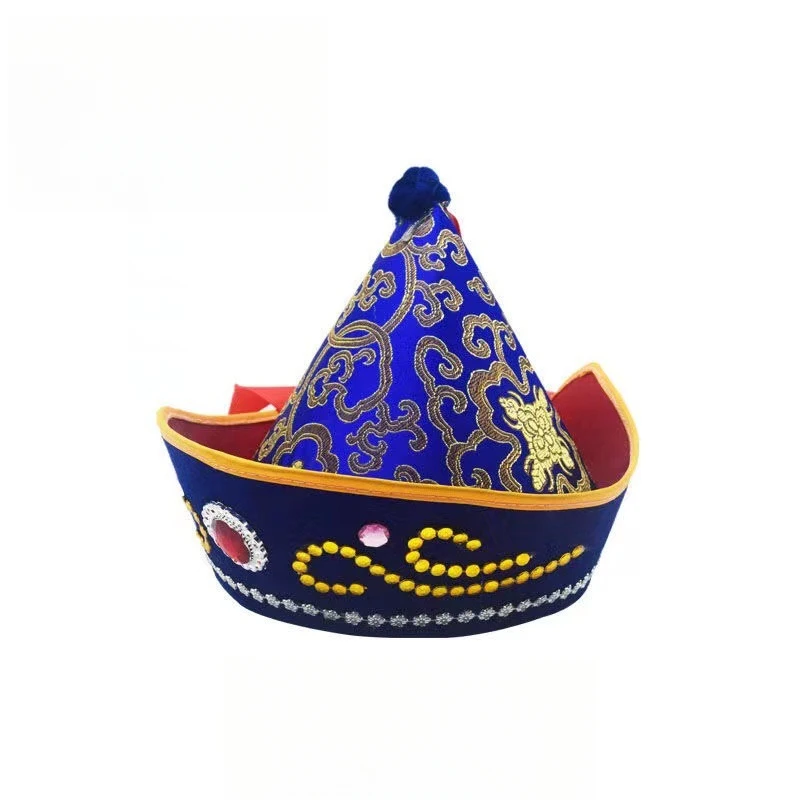 Chapeaux mongols avec ruban pour femmes, hommes et enfants, casquettes de spectacle sur scène de Festival, couvre-chef traditionnel rouge, chapeau de Cosplay