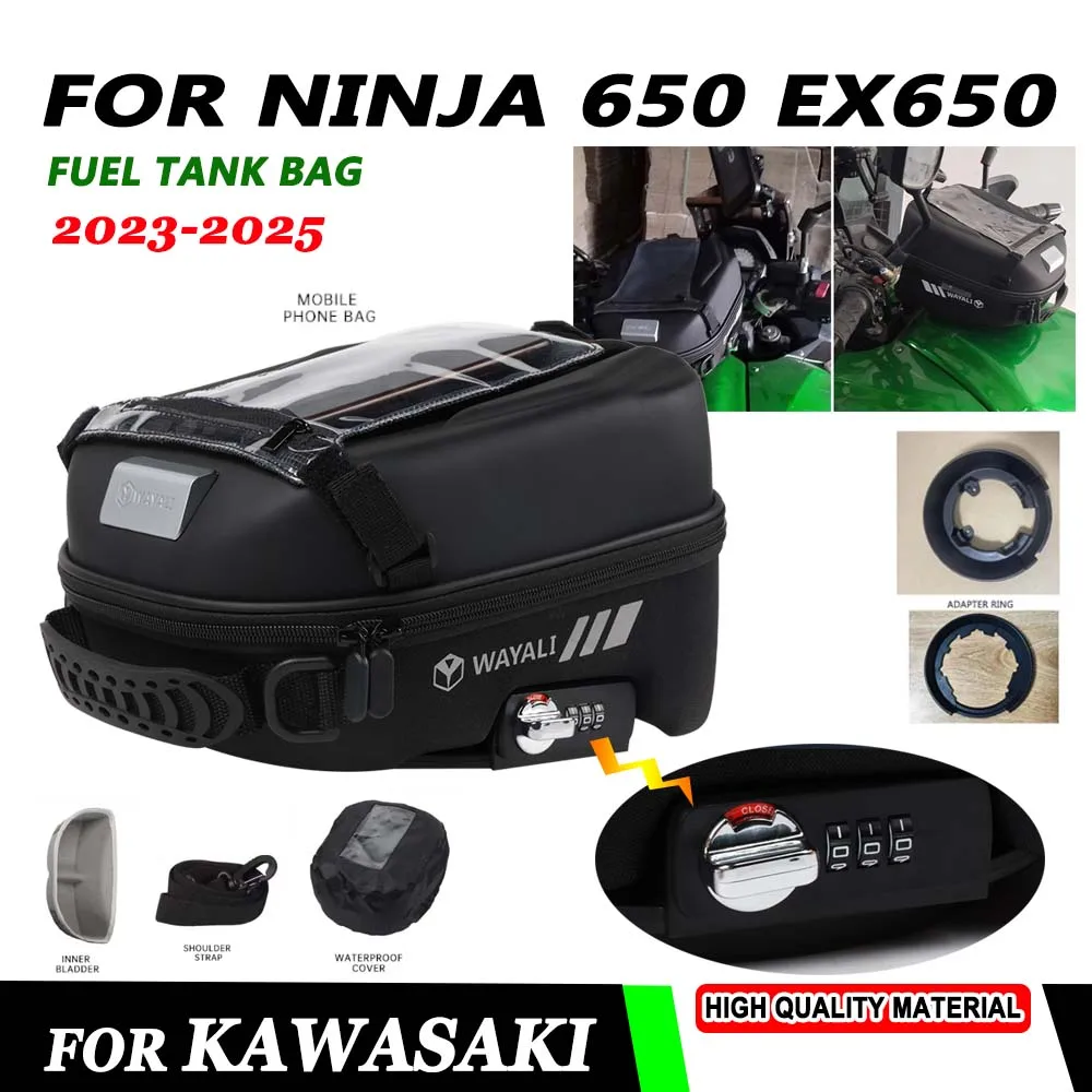 

For Kawasaki Ninja 650 Ninja650 Z650 EX650 2023 2024 2025 Accessories Fuel Tank Bag Navigation Tanklock Package Storage Bag