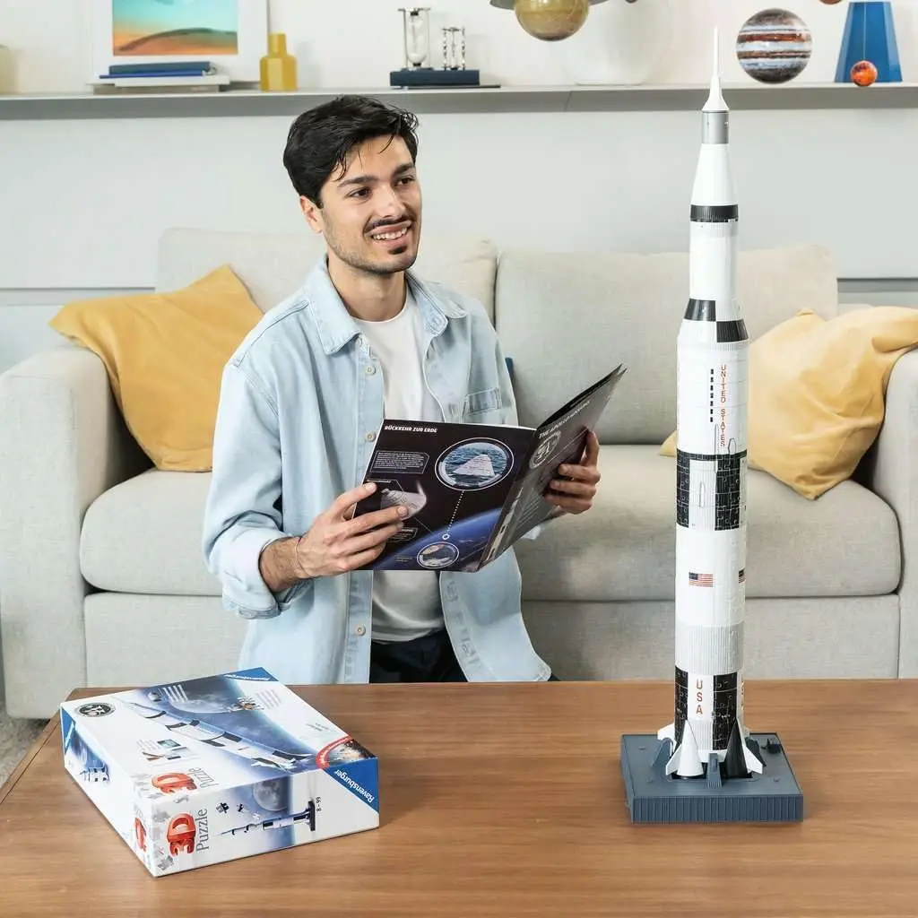 Apollo Saturn V Rocket Edition: 어린이를 위한 3D 직소 퍼즐 |   440개 조각 |   정통 우주선 복제품 |   EasyClick 기술