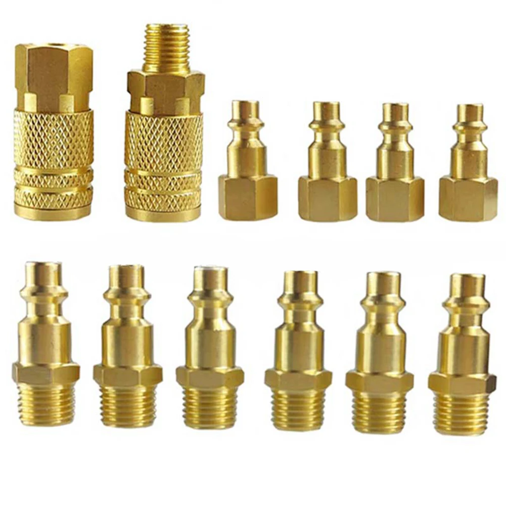 12pcs Air Line Hose Fitting 1/4 Inch Air Compressor Connector Quick Release Coupler Socket Connector