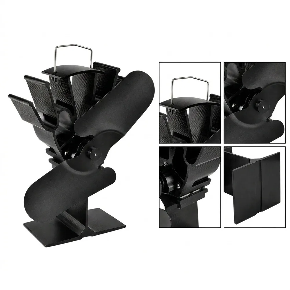 Fireplace Heat Powered Fan 2 22x14x11cm Metal Construction Silent Operation Enhances Room Heat Distribution Efficiency