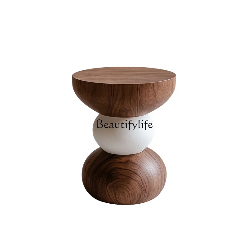 

LJY*Italian minimalist sofa side few walnut art small coffee table living room corner few