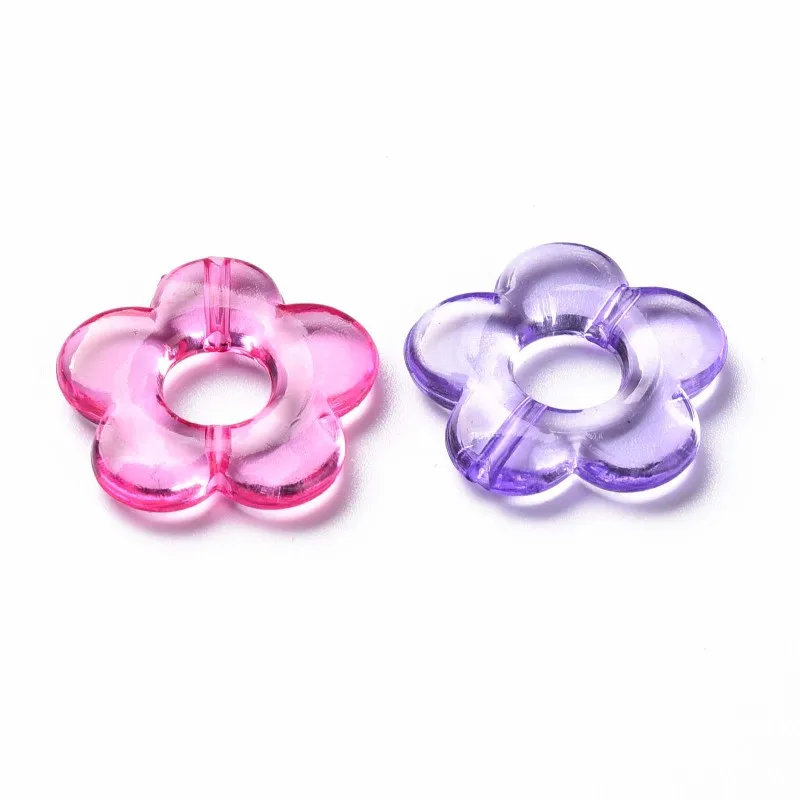 50PCS Transparent Acrylic Bead Flower Loose Spacer Beads for DIY Jewelry Making Bracelet Necklace Girls DIY Supplies Accessories