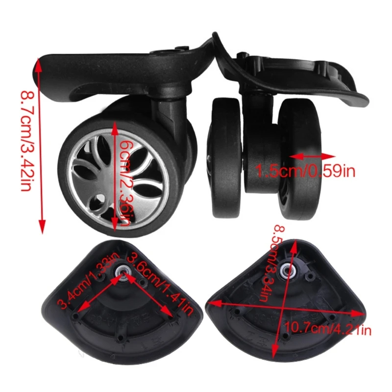 

Luaggage Replacement Black Wheel Repair Kits Convenient Left & Right Swivel DIY Trolley Luggage Wheel