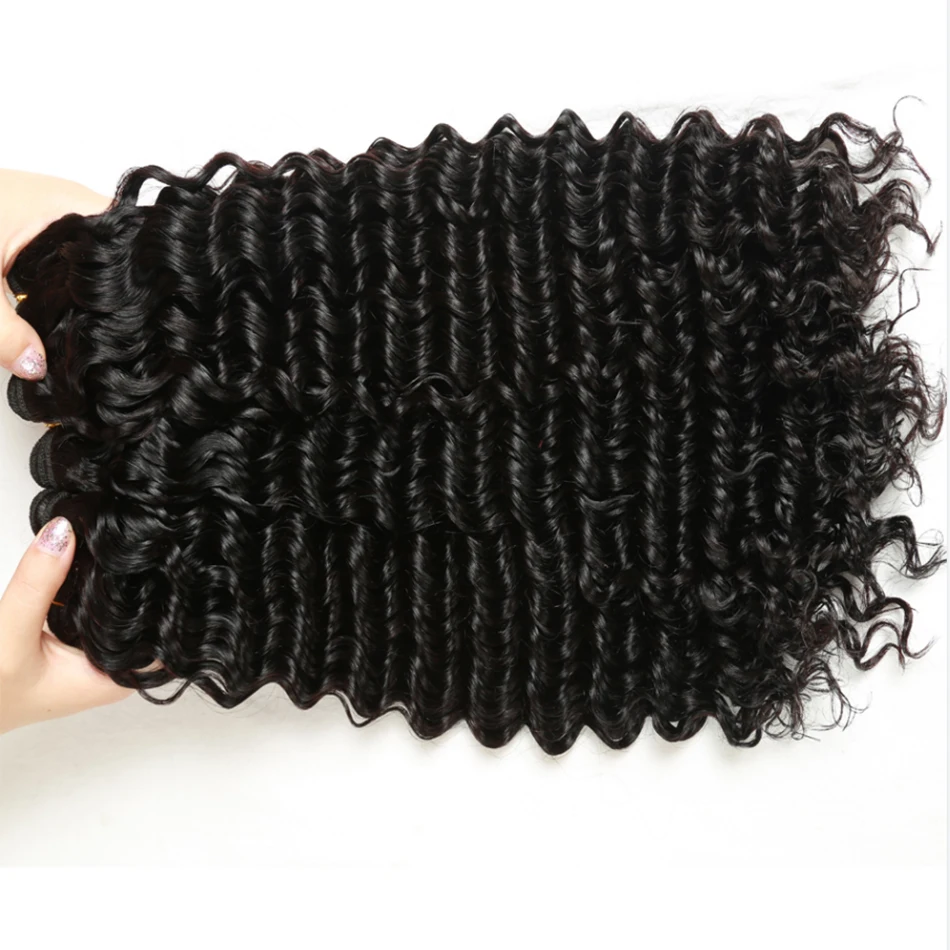 Deep Wave 4 Bundles Deal 12A Brazilian Virgin Human Hair 100% Unprocessed Water Wave Curly Human Hair Extensions Loose Deep Wave