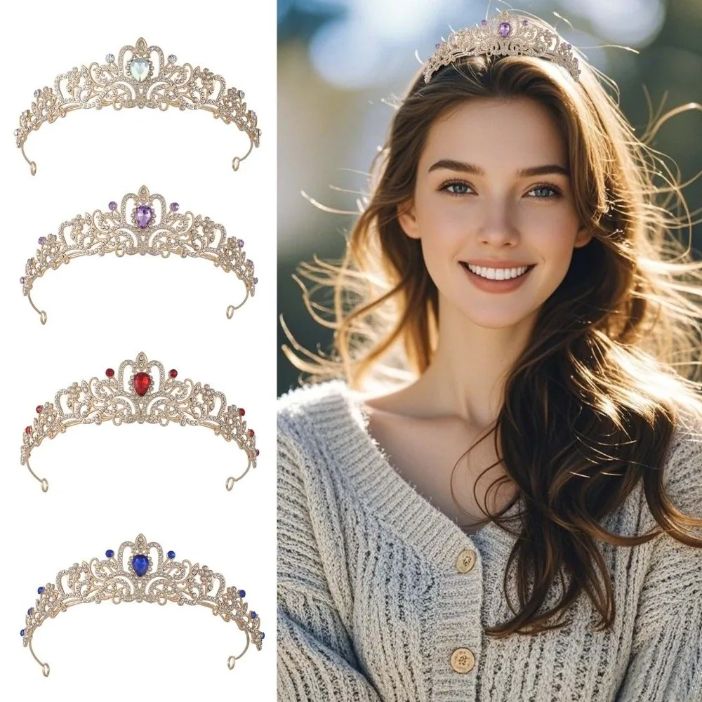 Exquisite Vintage Baroque Crown Elegant Shiny Queen Tiara Crown Adjustable Alloy Ancient Greece Tiara Women