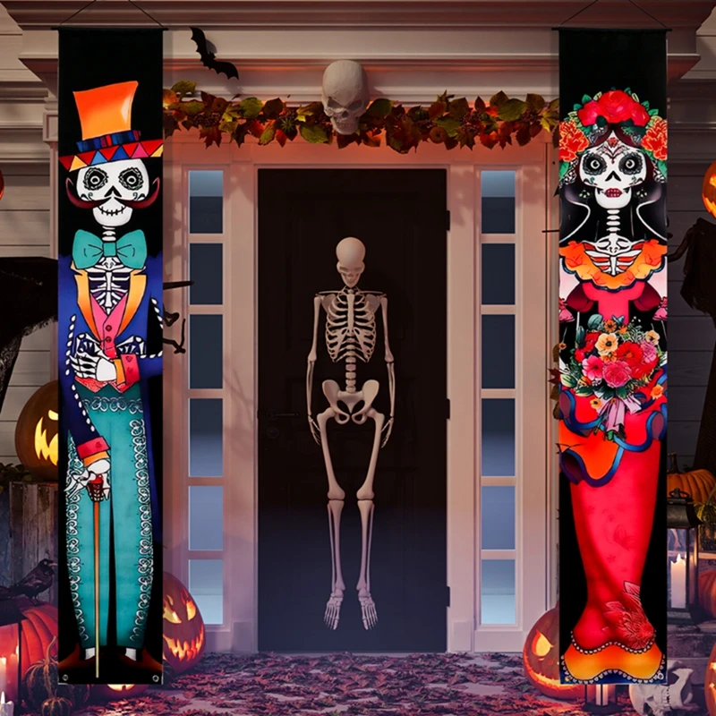 Decorazione di Halloween tenda per porta appesa Banner messicano Day Of The Dead Party portico Sign Picado Papel Mexican Fiesta Sign Party