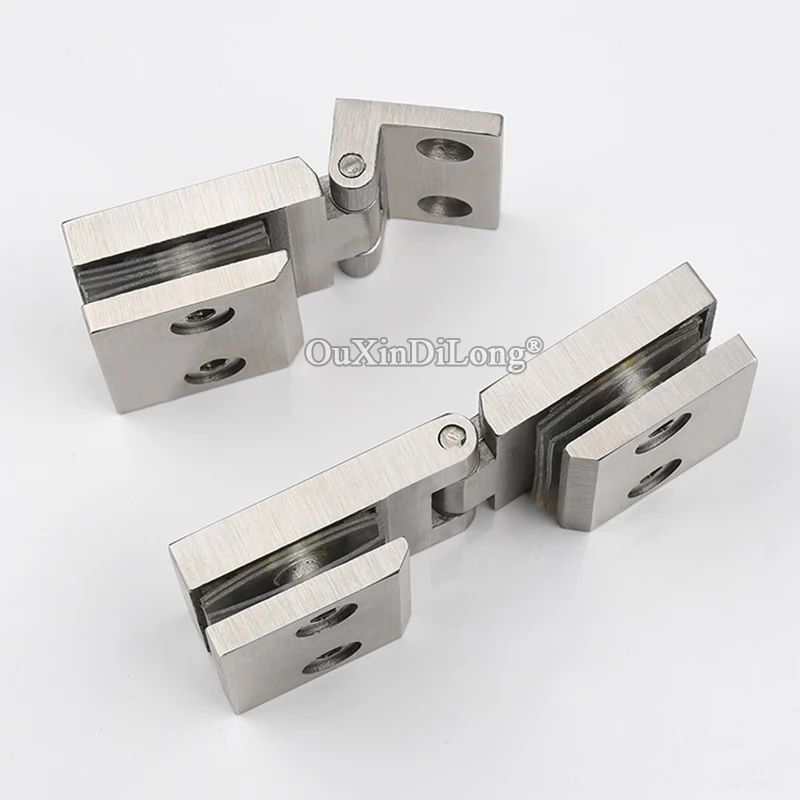 2PCS 304 Stainless Steel Precision Casting Glass Door Hinges Shopping Mall Showcase Cabinet Hinges Display Wine Cabinet Hinges