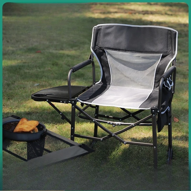 Portable Outdoor Camping Director Chair Foldable Support Seat for Mountain Trip Picnic Potluck Backyard Gathering