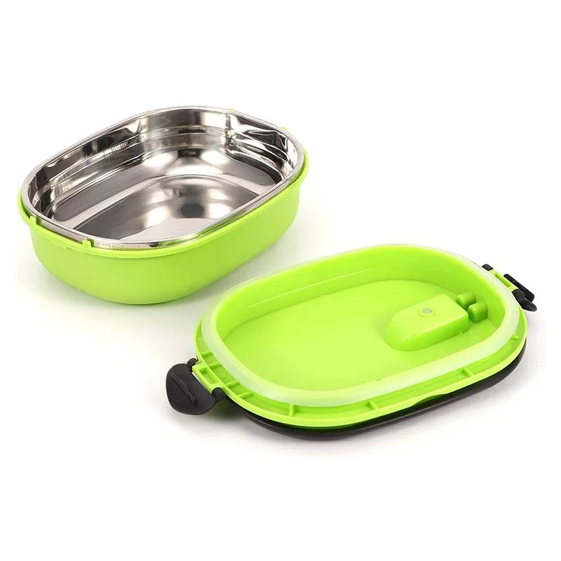 Portable Lunch Bento Box with Folding Handle Stainless Steel Liner Leakproof Food Storage Containers Outdoor Bento Boxes