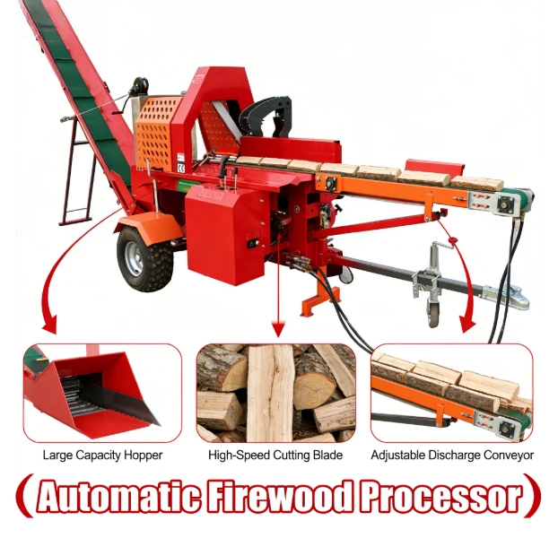 Customized Factory Price Engine Powered 30T Fire Wood Processor With Conveyor Core Components Motor Firewood Processor Machine