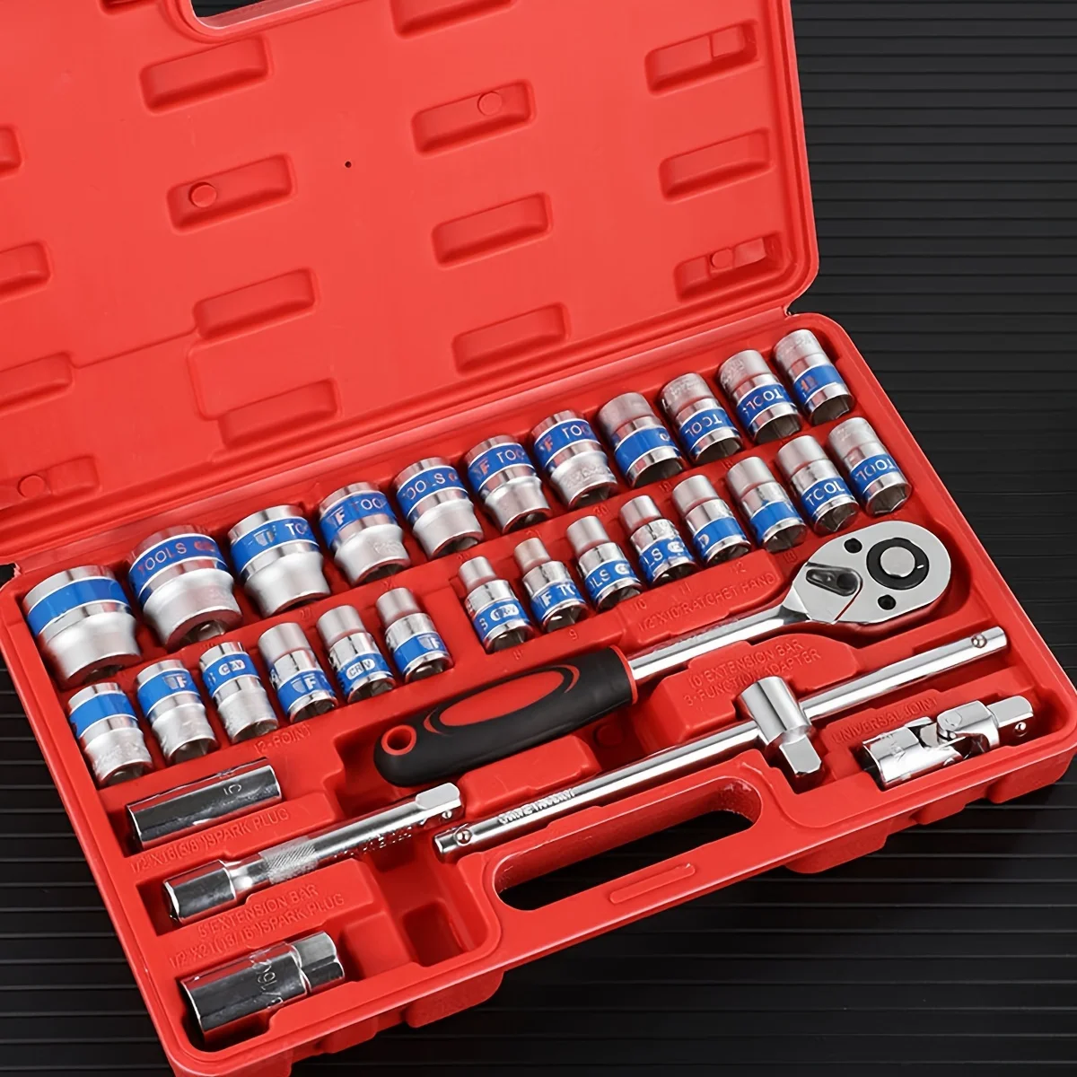 32 Pcs Mechanics Tool Set and Socket Set, 1/2