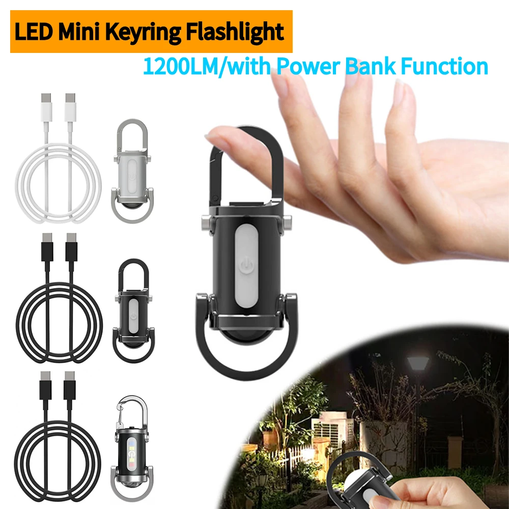 1200LM superhelle Mini-Schlüsselanhänger-Taschenlampe, wiederaufladbar, wasserdicht, Mini-LED-Taschenlampe für Outdoor-Camping