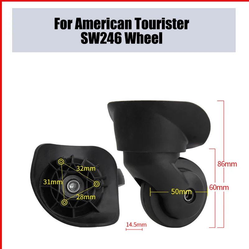 For American Tourister SW246 Luggage Wheel Replacement Universal Wheel Accessories Wear-resistant Tie Rod Cipher Box Mute Pulley