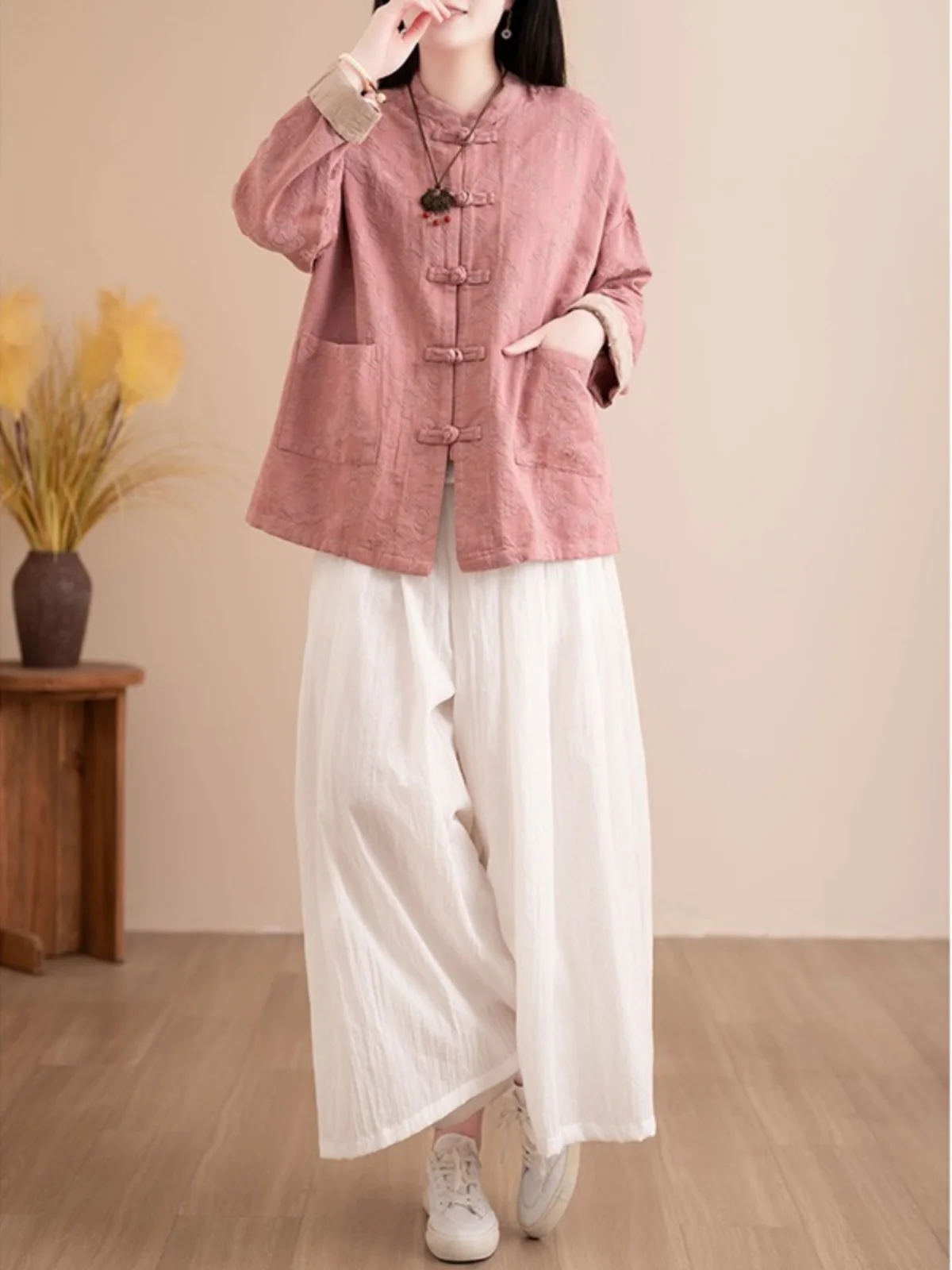 Retro Cotton Linen irt Coat Women's Spring Autumn New Chinese Sle National Trend Embroidery Improved Tang Costume Linen O...