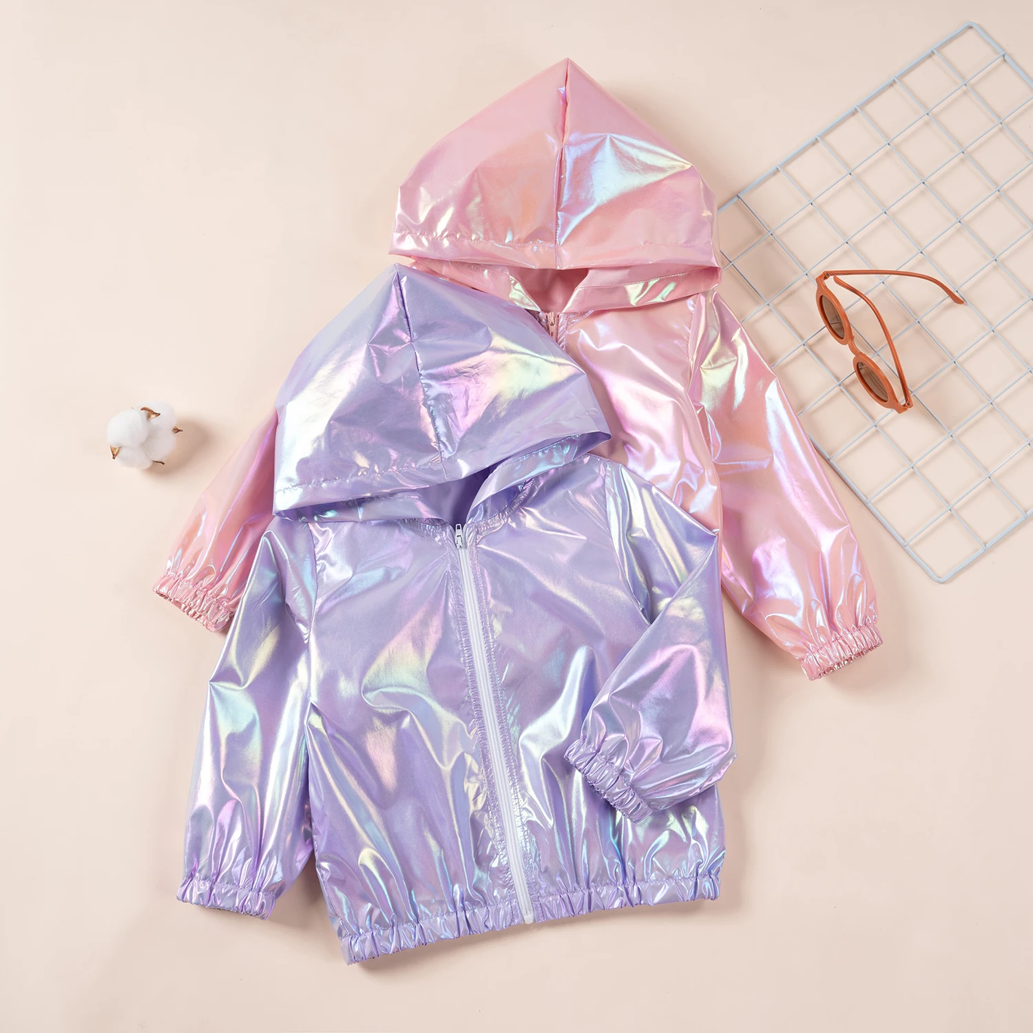 Infant Toddler Jacket Coat Spring/Autumn Fashion Children\'s Clothing Dazzle Colour Hooded Jacket Casual Zipper Thin Breathable