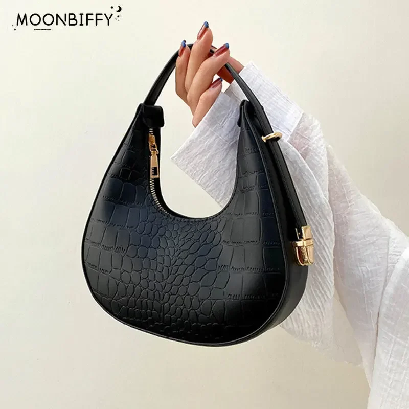 Sac à main en cuir PU avec motif alligator pour femme, petite poignée, sac sous les bras, pochette de luxe, sac à main femme, mode initiée