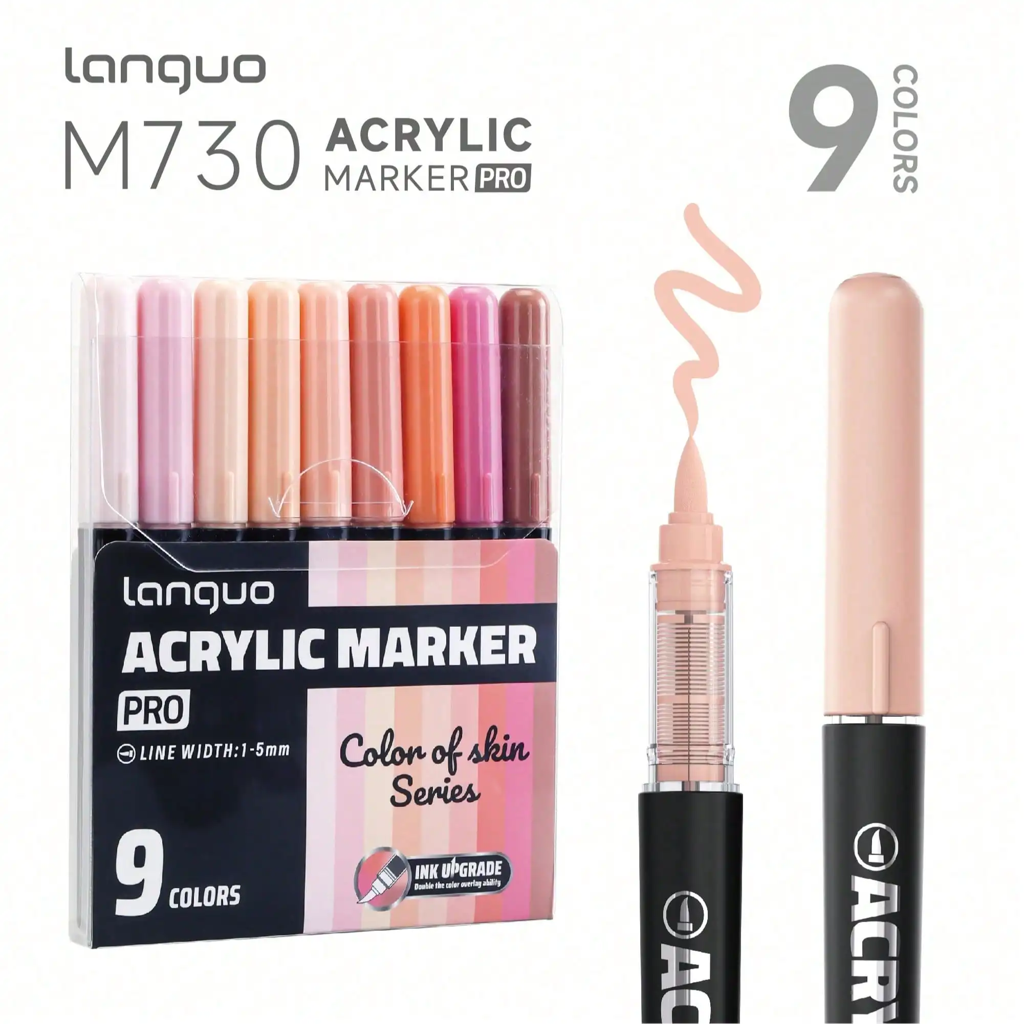 Languo 27 Kleuren Zachte Penseel Acryl Marker Pen Huidtint Serie DIY Handgeschilderde Kunst Markers Pennen Kantoorartikelen Schoolbenodigdheden