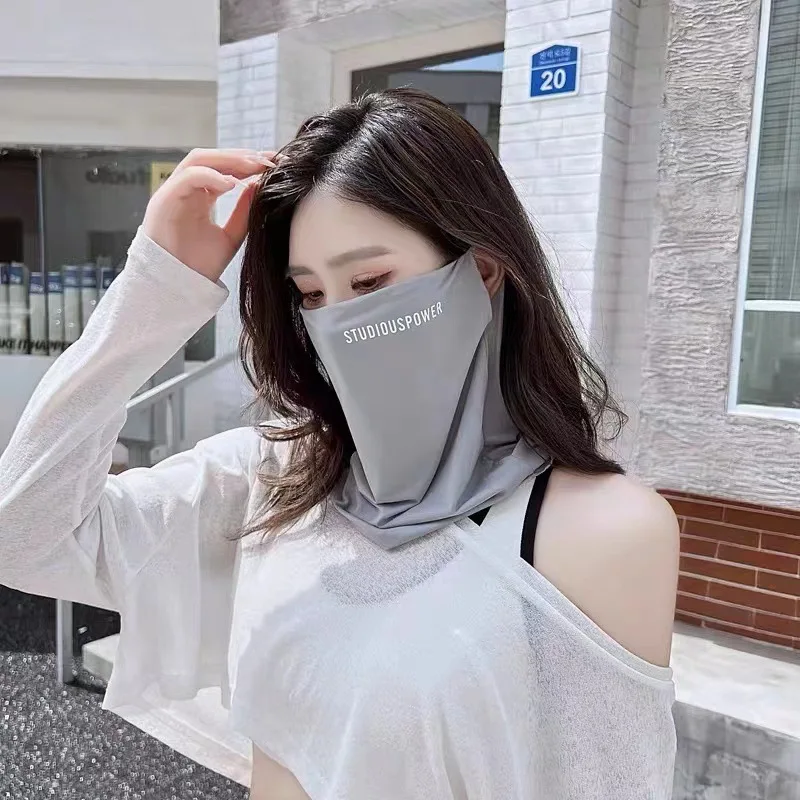 Sunscreen veil mask nose mask female tide dust prevention ventilation UV protection neck protection ice silk face prote