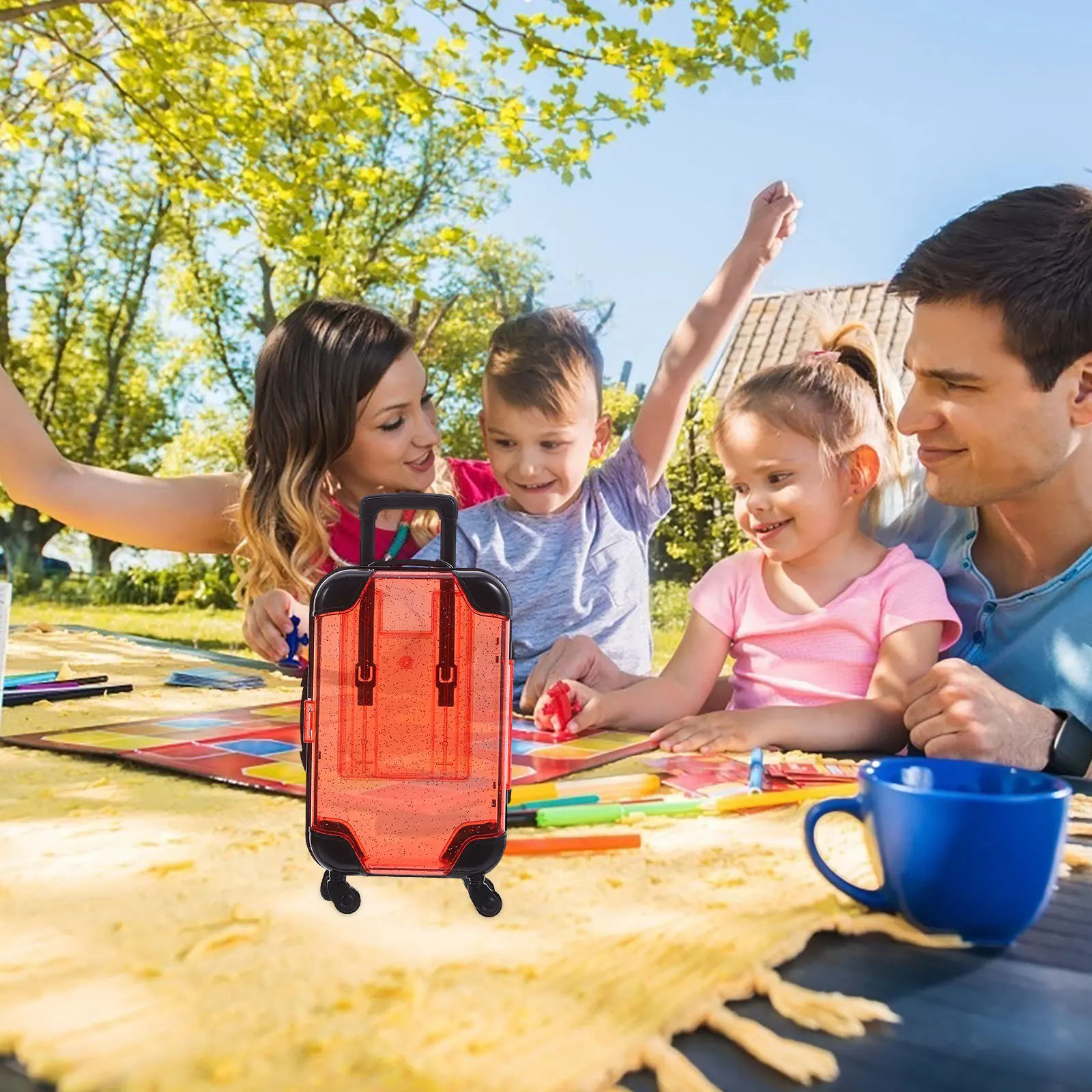 5 قطعة مجموعة حقائب الأطفال الصغيرة محاكاة حقيبة تروللي بعجلات التظاهر اللعب السفر الأمتعة 6.6x3.3x2 لعبة صغيرة حقيبة