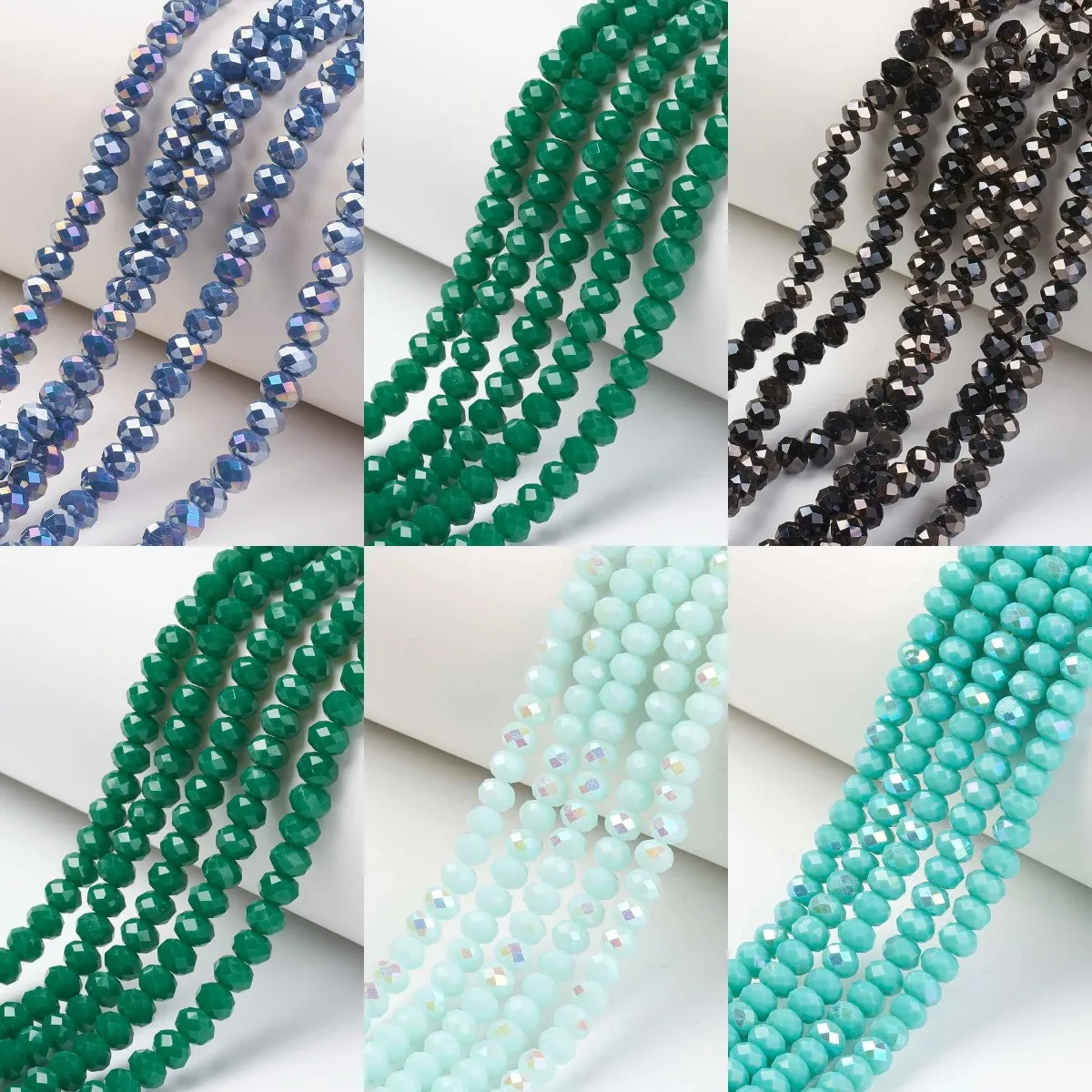 

10 Strand Electroplate AB Color Plated Glass Beads Strands Opaque Solid Color Rondelle Faceted Loose Beads DIY Handmade Necklace