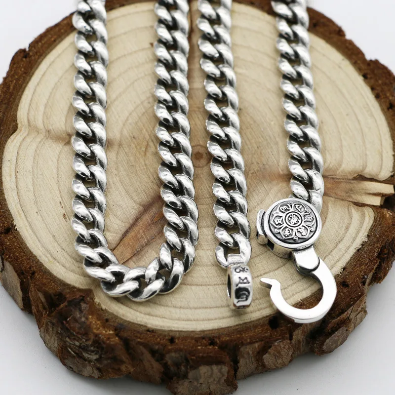 

Европейская и американская мужская личность, властная грубая личность, чистое серебро s925, ретро, шесть символов, мантра, цветение вишни