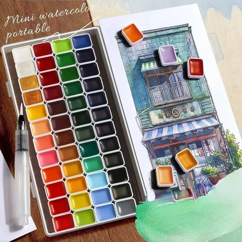 Pure Color Portable Figure Paint 24/36/48/60/98/150 Color Solid Watercolor for Beginners and Students to Paint