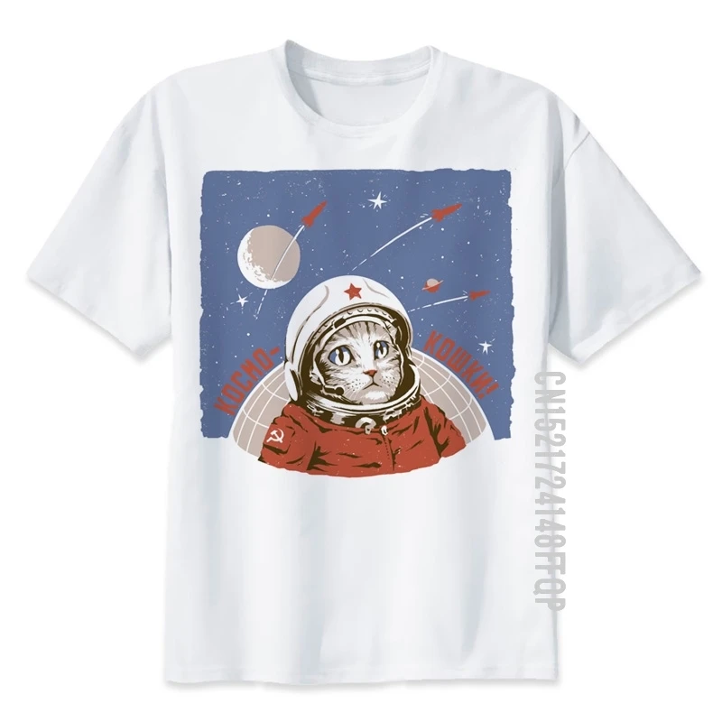 USSR CCCP T-shirt 100% Cotton Men The Soviet Union Russia Space T Shirt Male Short Sleeve TShirt Top Tees Dog Astronaut Cat