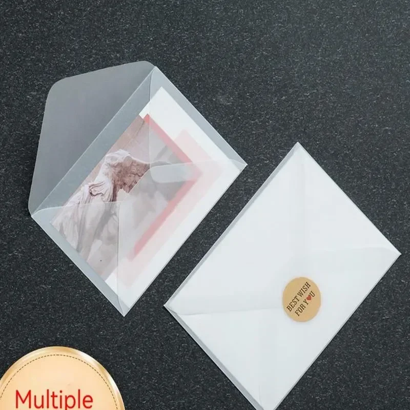 

50pcs Transparent Sulfuric Acid Paper Envelope Vintage Wedding Postcard Invitation Card Storage Translucent Blank Envelope