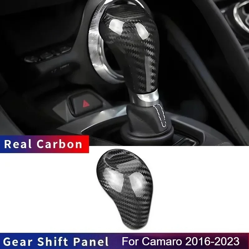 

For Chevrolet Camaro Real Dry Carbon Fiber 2016-2023 Gear Shift Knob Case Head Cover Handle Trim Paddle Shell Modification
