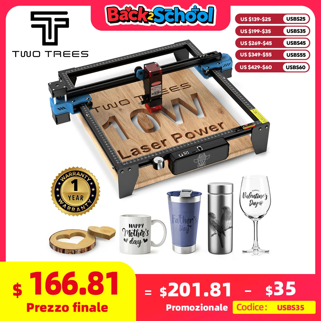 

TwoTrees TTS-10 Pro 80W Laser Engraver Stainless Steel DIY Logo Printer Metal TTS-55Pro Laser Engraving Machine CNC Wood Cutting