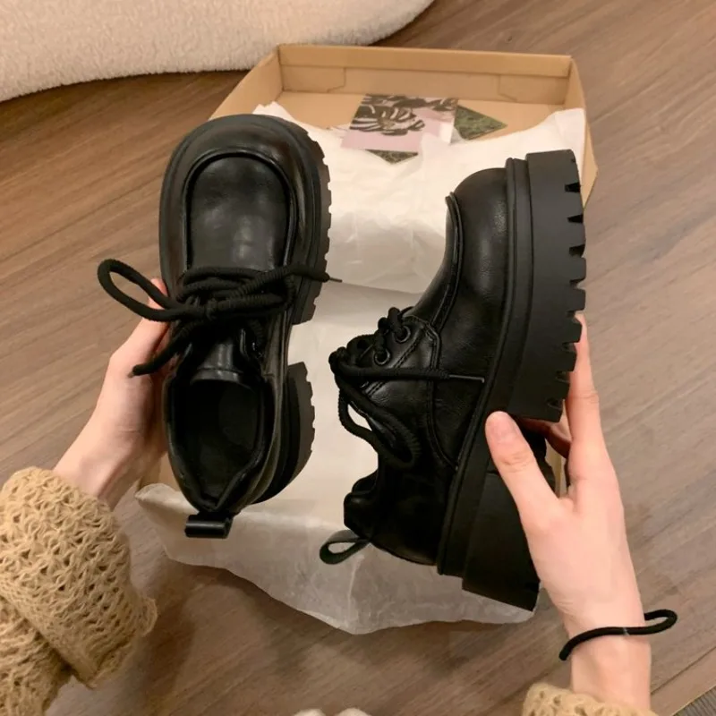 

Hot Seller Women's 2026 Japanese Style Mary Jane Shoes Black Brown Leather Thick Sole Round Toe Comfort Square Heel Girl's Shoes