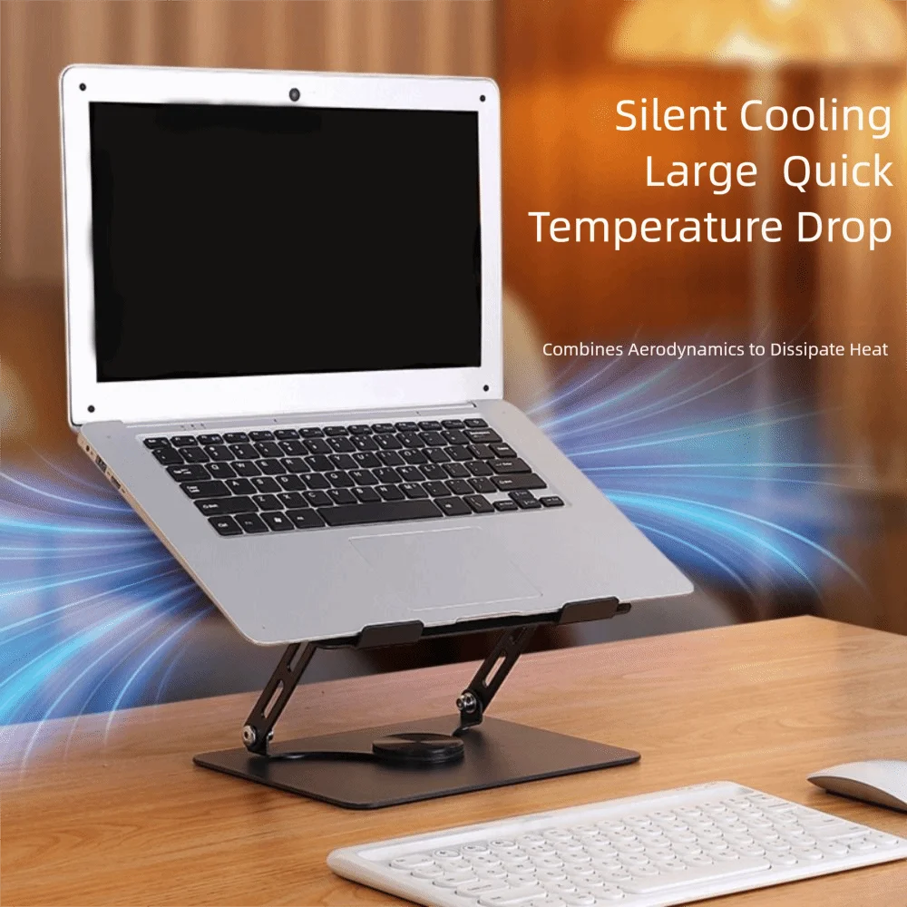 

360 Rotating Base Notebook Computer Stand Foldable Adjustable Tablet Cooling Fan Holder Hollow-Out Heat Dissipation