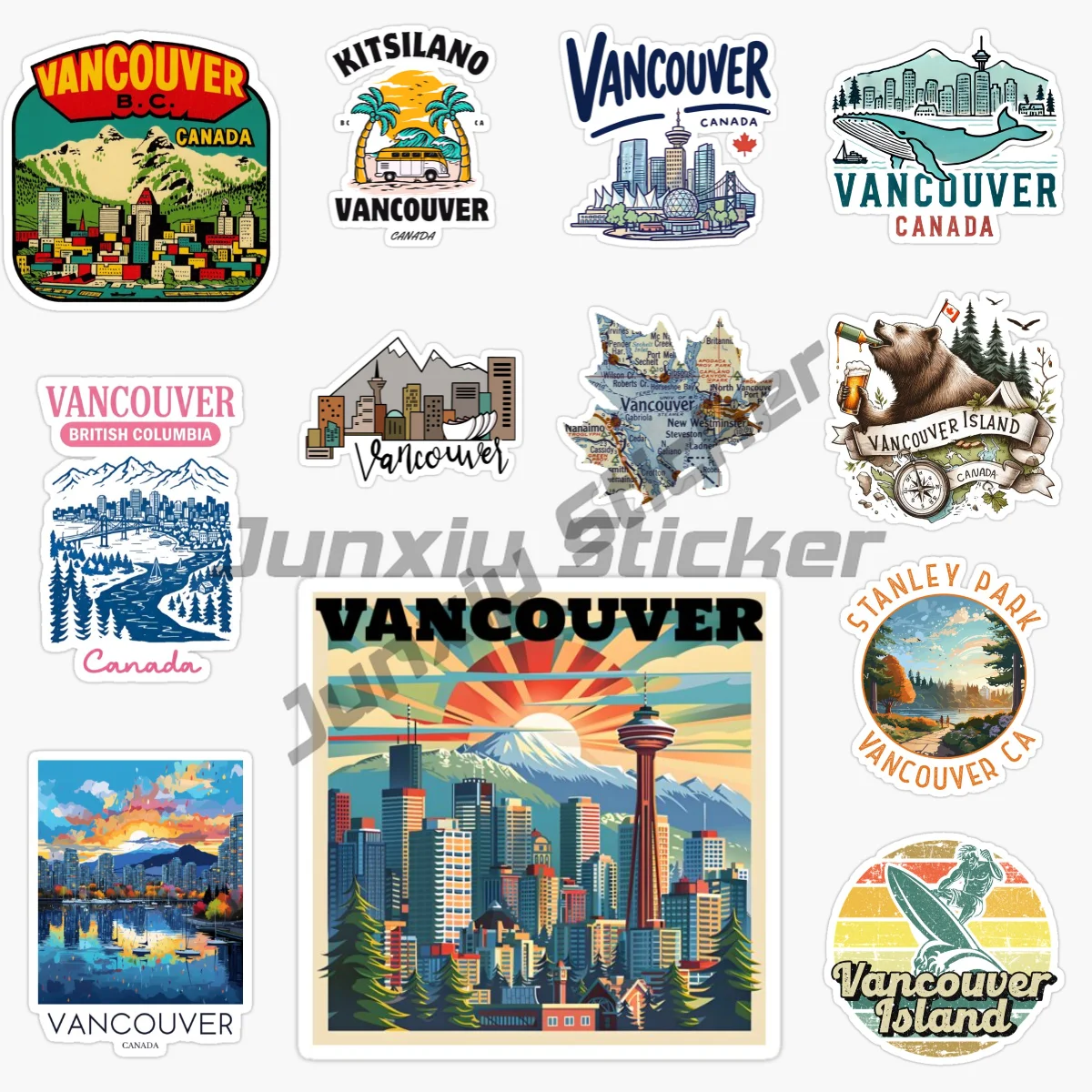 

VANCOUVER CANADA National Scenic Tourism Car Stickers Vinyl Self Adhesive Waterproof Decorative Stickers Parts Accessories
