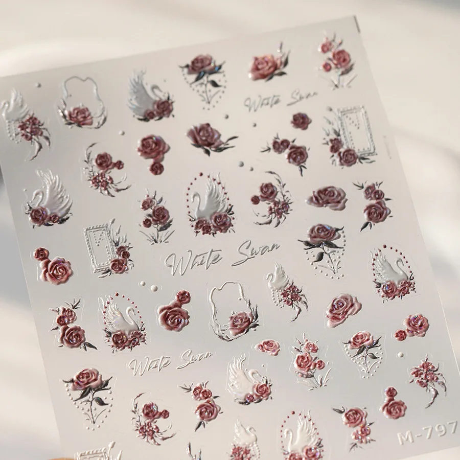 Pink Sakura 5D Glitter Nail Stickers