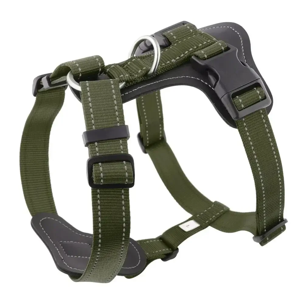 

High leather dog harness, vest style dog leash, soft leather without restraint, large, medium small dog walking chest harness
