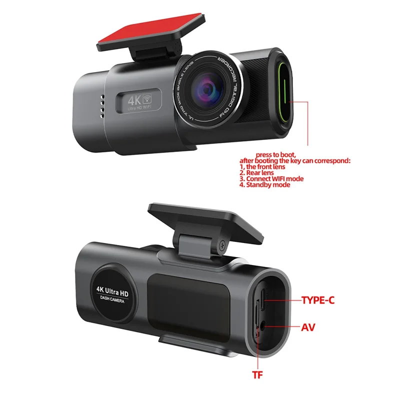 

FEDI-Dash Cam DVR 4K UHD Автомобильная камера Видеорегистратор Ночное видение GPS Двойной объектив Встроенный Wi-Fi 24 часа Парковка